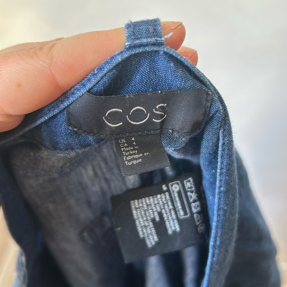 COS size 4 cotton capri cropped pants denim blue high rise summer - Picture 2 of 8